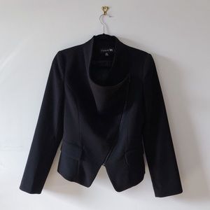 Black Modern Drape Front Blazer